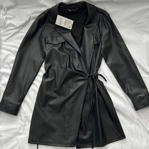 SOLD ZARA wrap-around, leather mini dress